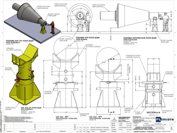Soporte pedestal para poste de chancado